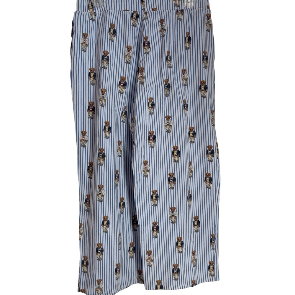 Ralph Lauren Polo Bear Pajama Pants Womens Sz L Blue Stripe Lounge Sleep Preppy - Picture 4 of 13